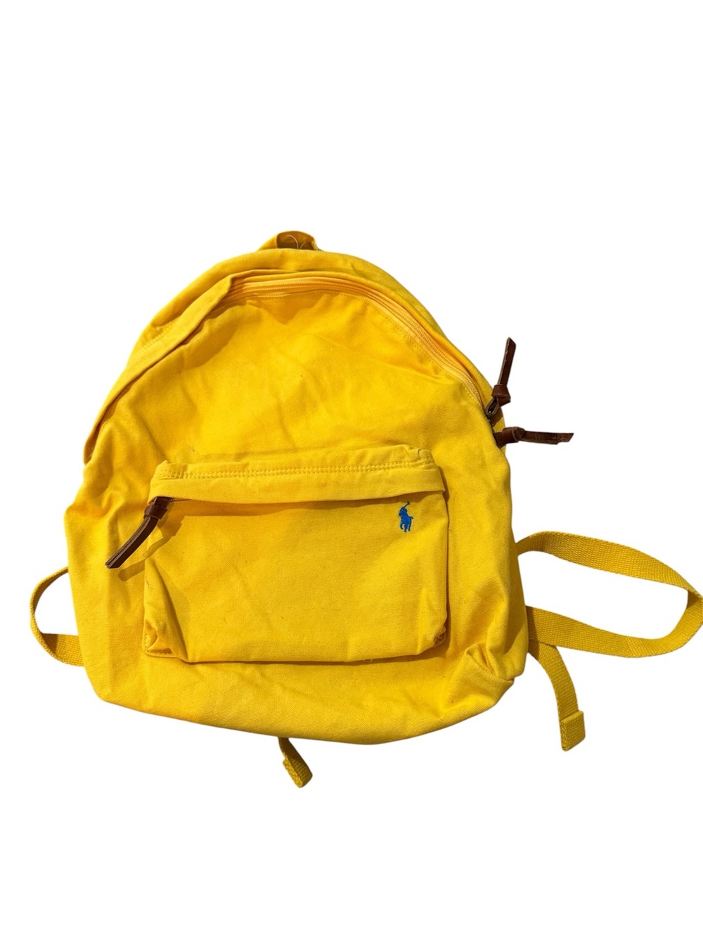 Ralph Lauren Yellow Canvas Backpack with Blue Pony Accent. Brand New